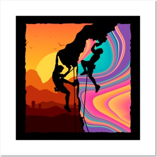 Retro Rock Climbing Bouldering Wall Climber Posters and Art